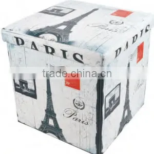 White Foldable Eiffel Tower Design Storage Cube/Ottoman/Foot Stool thumbnail-2