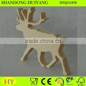 Unfinished Christmas Decoration Laser Cut Reindeer Shape Wood Ornament thumbnail-2