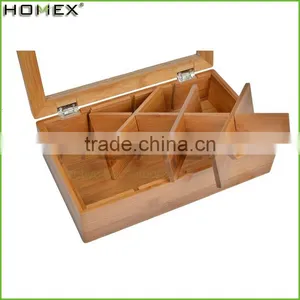 Eco- Friendly Bamboo Tea Bag Storage Box With Hinged Lid/Homex_Factory thumbnail-1