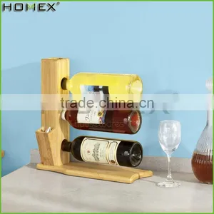 Bamboo Wine Holder/ Wine Rack for 3 Bottles Homex-BSCI thumbnail-1