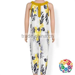 Boutique Newborn Baby Outfit Vintage Grey Yellow Floral Jumpsuit thumbnail-2