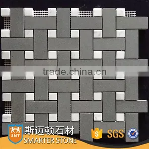 Dark Color Grey Basket Weave Tile Black Basalt Mosaic Tile thumbnail-1