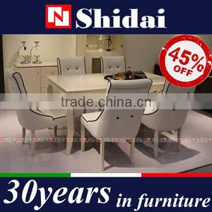 Bottom Price Peach Lacquer Pink Marble Top Dining Table LV-A802 thumbnail-1
