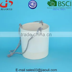 Glazed Ceramic Indoor and Outdoor Rope Hanging Planter Pot thumbnail-4