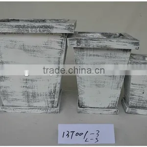 SQUARE GARDEN WOODEN FLOWER PLANTER POTS thumbnail-1
