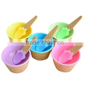 High Quality 2-Sets,Kids Ice Cream Bowl Spoon Set Cute Children Feeding Tableware Plastic Bowl thumbnail-5