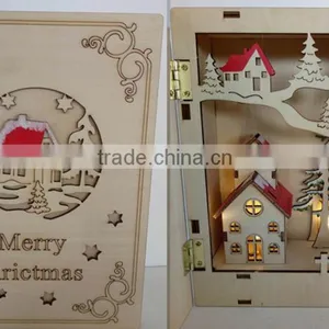 Christmas Laser Wooden Engraving Book LED Box Gift thumbnail-4