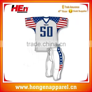 Hongen Apparel Wholesale Custom Designed American Football Jersey in Sublimation Print Factory Direct Sale Rugby Jersey thumbnail-1