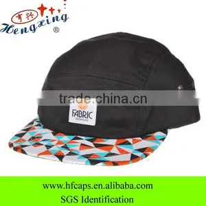 Black Fashion Flat Brim Custom Tribal Print 5 Panel Hat thumbnail-1