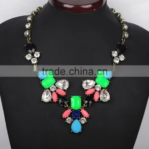 Simple Women Multicolor Resin Chain Link Necklace thumbnail-1