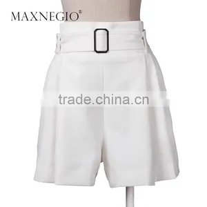 Guangzhou Maxnegio Wholesale 2016 New Style Fashion Loose Casual Women Shorts Black/ White With Belt thumbnail-1