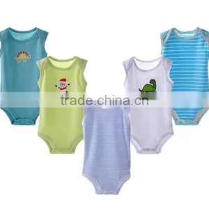 Unisex Stripe/applique Custom Made Infant Organic Cotton Smocked Infant Summer Wear Camo Organic Designer Baby Romper thumbnail-4