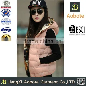 2015 New Fashion Customized Casual Women Cotton Vest With Hoody,Down Gilet thumbnail-1