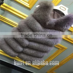 100% Real Genuine Fox Fur Long Vest Gilet Waistcoat Jacket Ladies Luxury Warm thumbnail-1