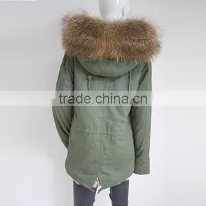 Myfur European Fashion Adults Fur Parka With Faux Fur Lining Real Raccoon Fur Hooded thumbnail-3