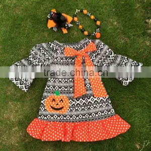 Girls Halloween Dress Black Halloween Cheap Dress Kids Boutique Dress Girls Party Dress With Necklace and Hairbow thumbnail-1