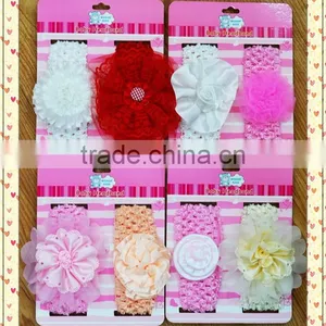 Multi-style Flower Plain Baby Girl's Headband Set for Baby Gift thumbnail-3