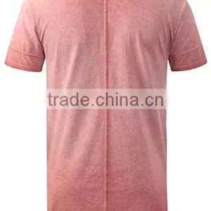 Men's Hip Hop Lightweight Crewneck Oil Wash Longline T Shirt thumbnail-4