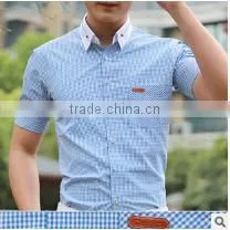 Men Short Sleeve Plaid Boys Casual Cotton Hawaiian Young Fashionable Elongated t Shirt for Men thumbnail-6