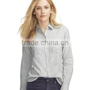 2015 Signature Lightweight Flannel Shirt, Dot Blouse for Girls Tunics for Women Cotton Formal Dresses thumbnail-2