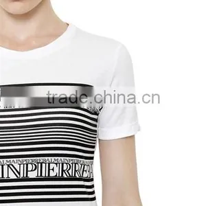 OEM China Manufacturer Silk Screen Printing White T-Shirts For Women,Girls Short Sleeve Slim Cotton T Shirts thumbnail-3