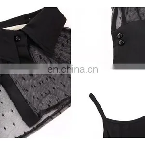 Factory Price Cheap Embellished Blouse, Black Mesh Blouse , Sexy See-through Blouse For Ladies thumbnail-5
