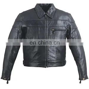 HMB-0407A LEATHER JACKETS MOTORCYCLE BIKER COAT BLACK thumbnail-1