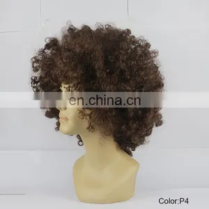 Sports Fan Crazy Party Cheap Brown Natural Afro Wigs P4 thumbnail-2
