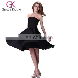 Grace Karin Strapless Knee Length Chiffon Bridesmaid Dress CL4096 thumbnail-1