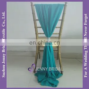 SH043J Chiffon Ruffled Chair Cover Cheap Wedding Blush Chair Sashes thumbnail-4