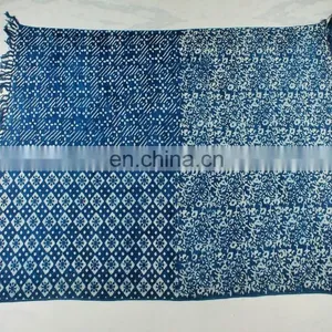 Traditional Indian Handmade Indigo Carpet Rug Home Decor Living Room Cotton Rug thumbnail-1