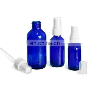 2OZ 4OZ 8OZ Cobalt Blue Boston Round GLASS Spray Bottles w/ Fine Mist Spray thumbnail-1