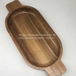 Acacia Wood Tray With Handles thumbnail-2