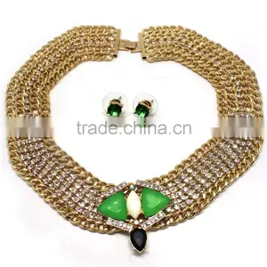 Newest Fashion 2015 High Quality Set Jewelry Wholesale Dubai Gold Jewelry Set Imitation Diamond Jewelry Set thumbnail-3