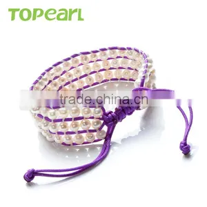 Topearl Jewelry Freshwater Pearl Bracelet Woven Wrap Bracelet Latest Design Bangle CLL173 thumbnail-2