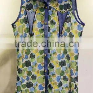 Women's Sleeveless Two-tone Tops With Colourful Polka Dots thumbnail-1