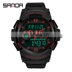 Sanda 6002 New Analogue LED Mens Watches Chrono Luminous Water Proof Sport Men Digital Watch thumbnail-2
