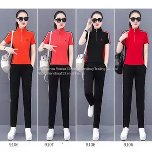Monisa Sports Leisure Colors Suit With Short Sleeves and Long Trousers in Summer thumbnail-1