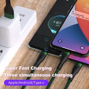 1.2m 6A Fast Charging USB 6a and 66W is Fully Compatible With Fast Charging Type-c Three-in-one Charging Cable thumbnail-4