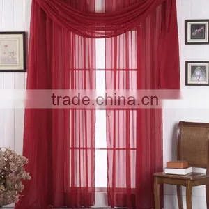 Hot Selling Factory 100%Polyester Cheap 3pcs Voile Sheer Soild Window Curtain Panel With Scarf thumbnail-1