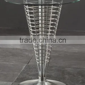 Fancy Design Steel Rod Base Glass Top Coffee Table thumbnail-1