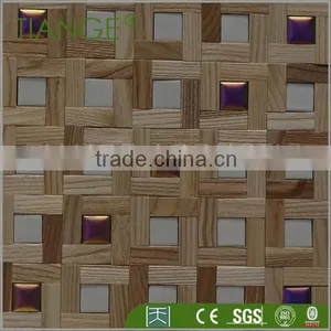 Modern Bedroom Waterproof Decorative Wood Mosaic Wall Panel thumbnail-6