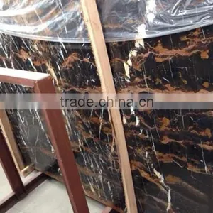 Good Price Natural Polished Black Gold Marble Tiles thumbnail-4