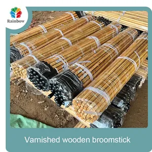 Escobas Fbrica En China Push Broom Parts Pole Lacquered Wooden Broomstick for Plastic Broom Household Item Cleaning Tools thumbnail-2