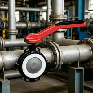 Wafer Butterfly Valve Metal PFA Lined Stainless Steel Disc Industrial Water Treatment Valve thumbnail-3