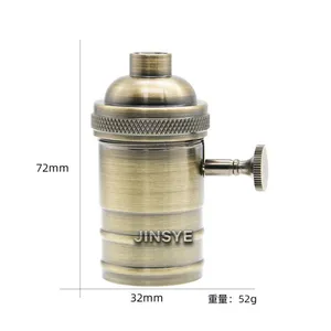 E26 Bronze Bulb Holder Lamp Light Socket With Switch thumbnail-1