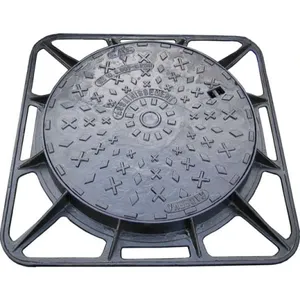 Custom-Sized or Logo D400 Heavy-Duty Roadway Ductile Cast Iron Manhole Cover Black Round & Rectangles Parking Safety thumbnail-2