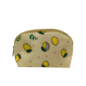 Cute Fruity Print Makeup Pouches, Multifunctional Semicircular Cosmetic Bag, Portable Travel Storage Pencil Case for Girls thumbnail-5