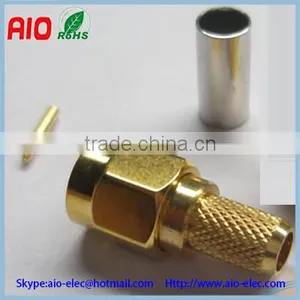 Gold Plated 50 OHM Straight Crimp Type SMA Male Plug Micro-strip RF/COAXIAL Connector for RG58 thumbnail-1