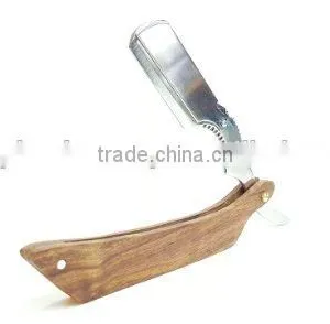 Wooden Barber Straight Razor Uses Changeable Blades thumbnail-1